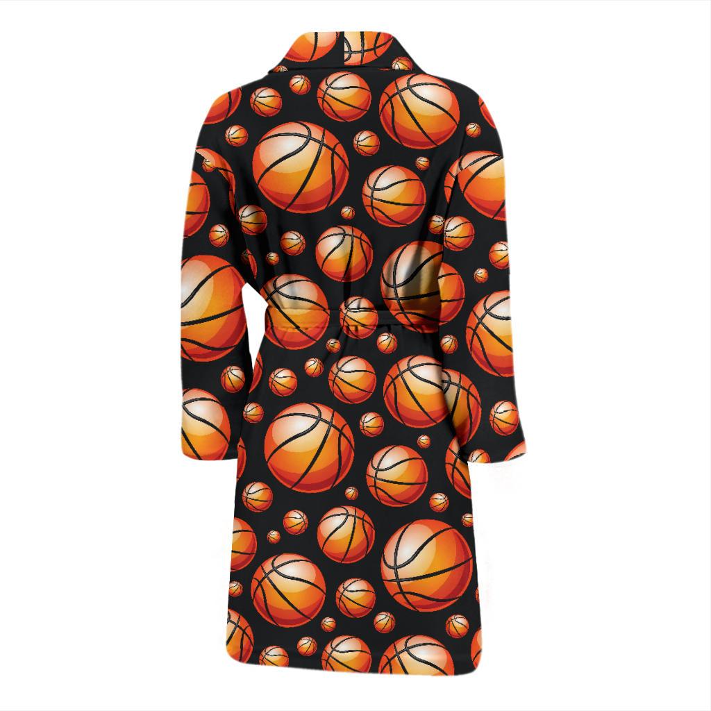 Basketball Black Background Pattern Men Bath Robe-JTAMIGO.COM