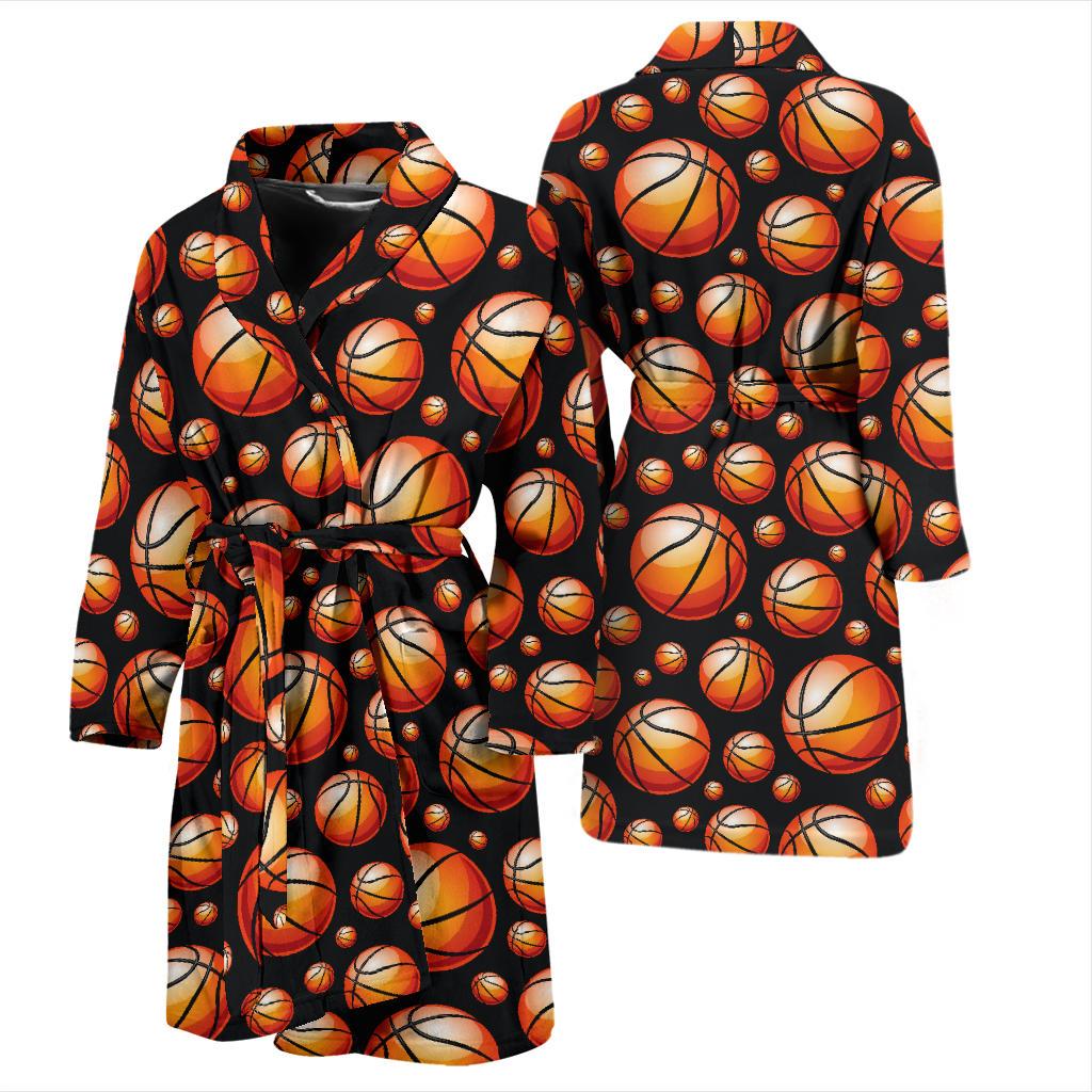 Basketball Black Background Pattern Men Bath Robe-JTAMIGO.COM
