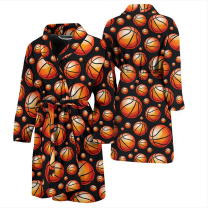 Basketball Black Background Pattern Men Bath Robe-JTAMIGO.COM