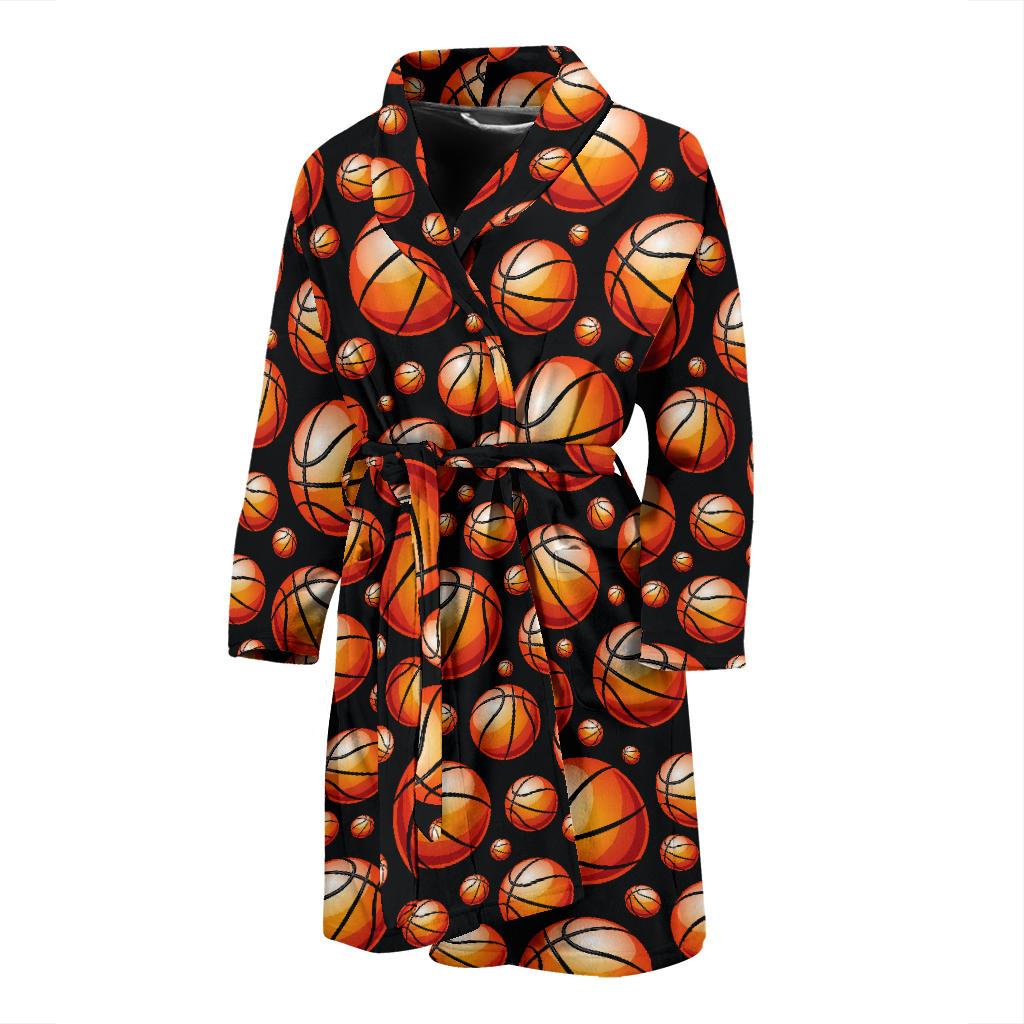 Basketball Black Background Pattern Men Bath Robe-JTAMIGO.COM