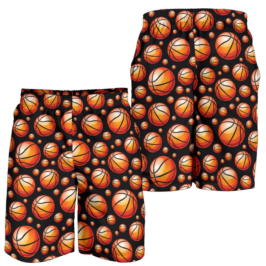 Basketball Black Background Pattern Mens Shorts-JTAMIGO.COM