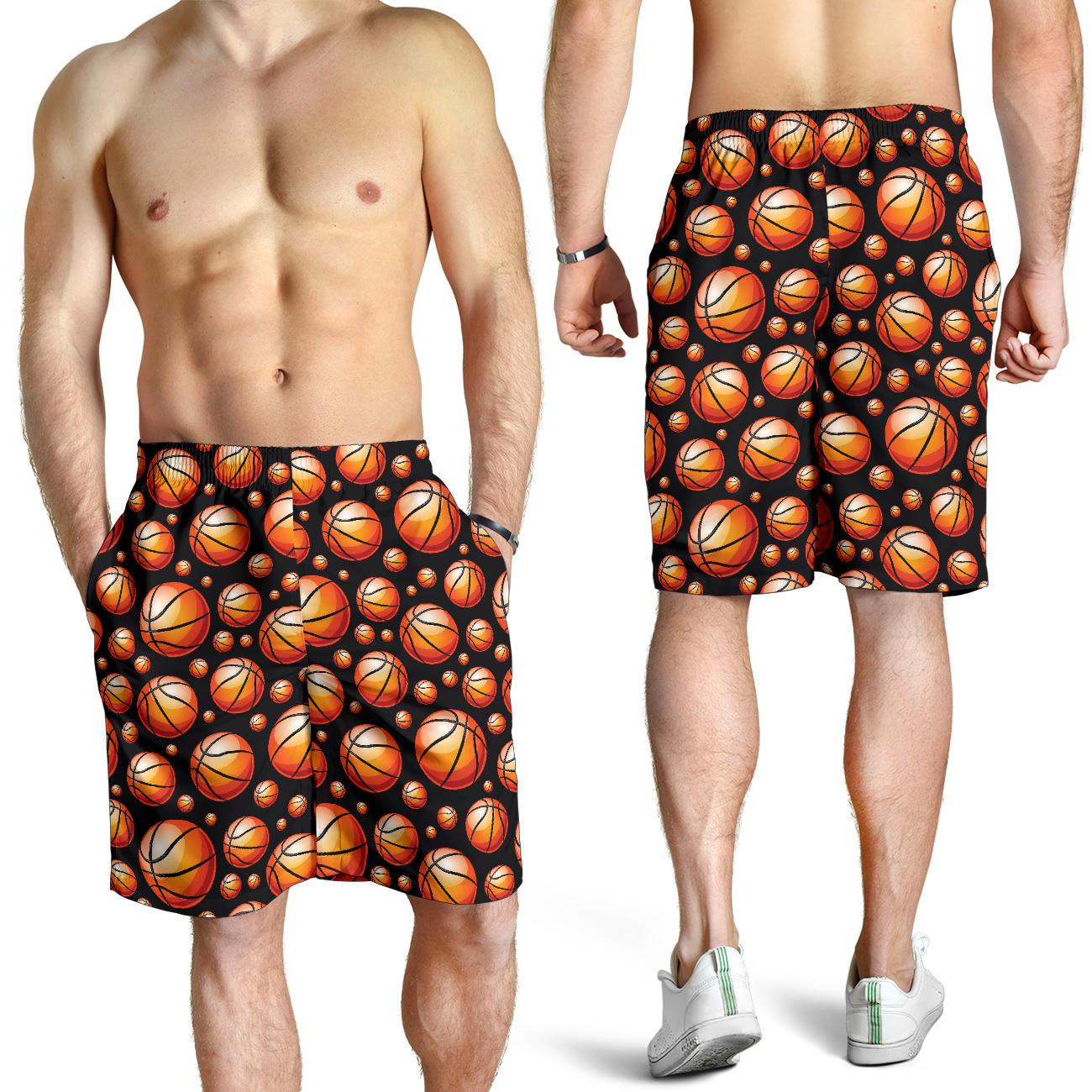 Basketball Black Background Pattern Mens Shorts-JTAMIGO.COM