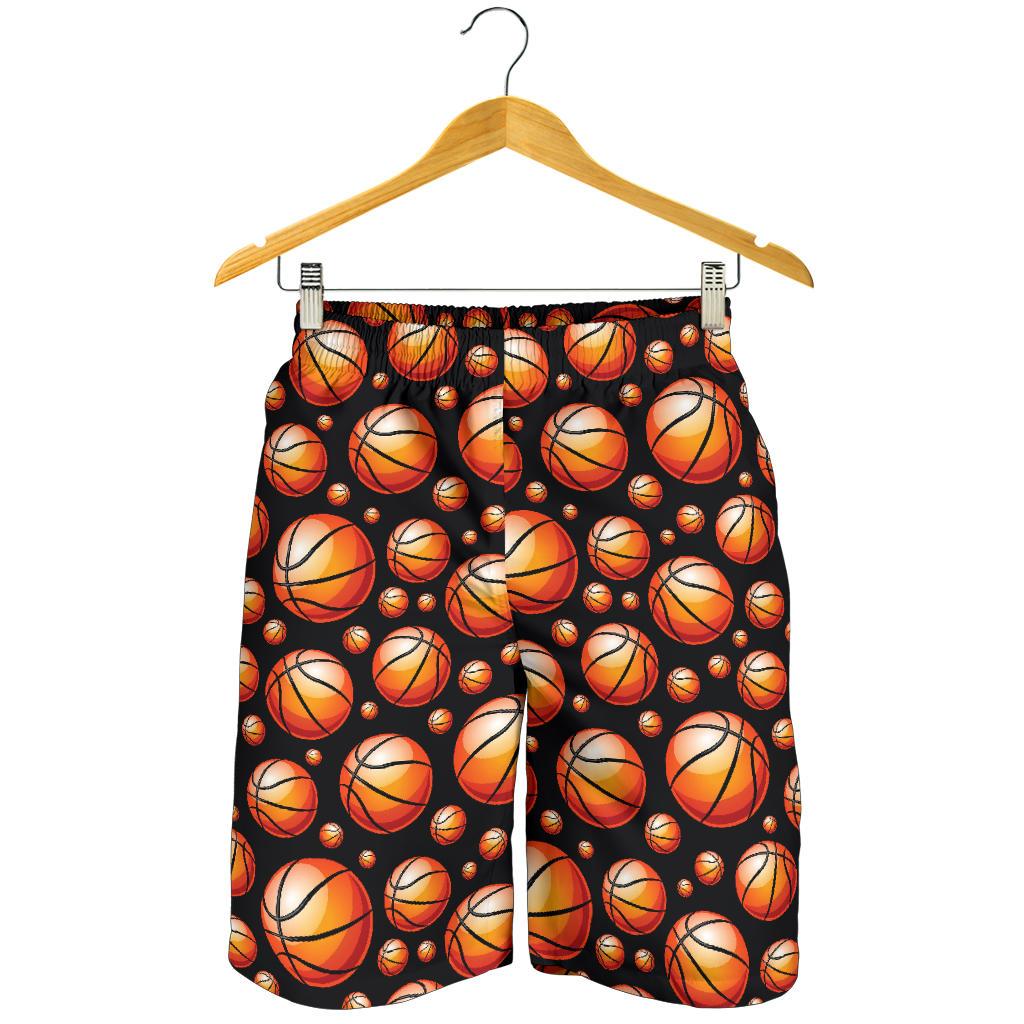 Basketball Black Background Pattern Mens Shorts-JTAMIGO.COM