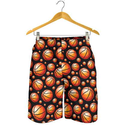 Basketball Black Background Pattern Mens Shorts-JTAMIGO.COM