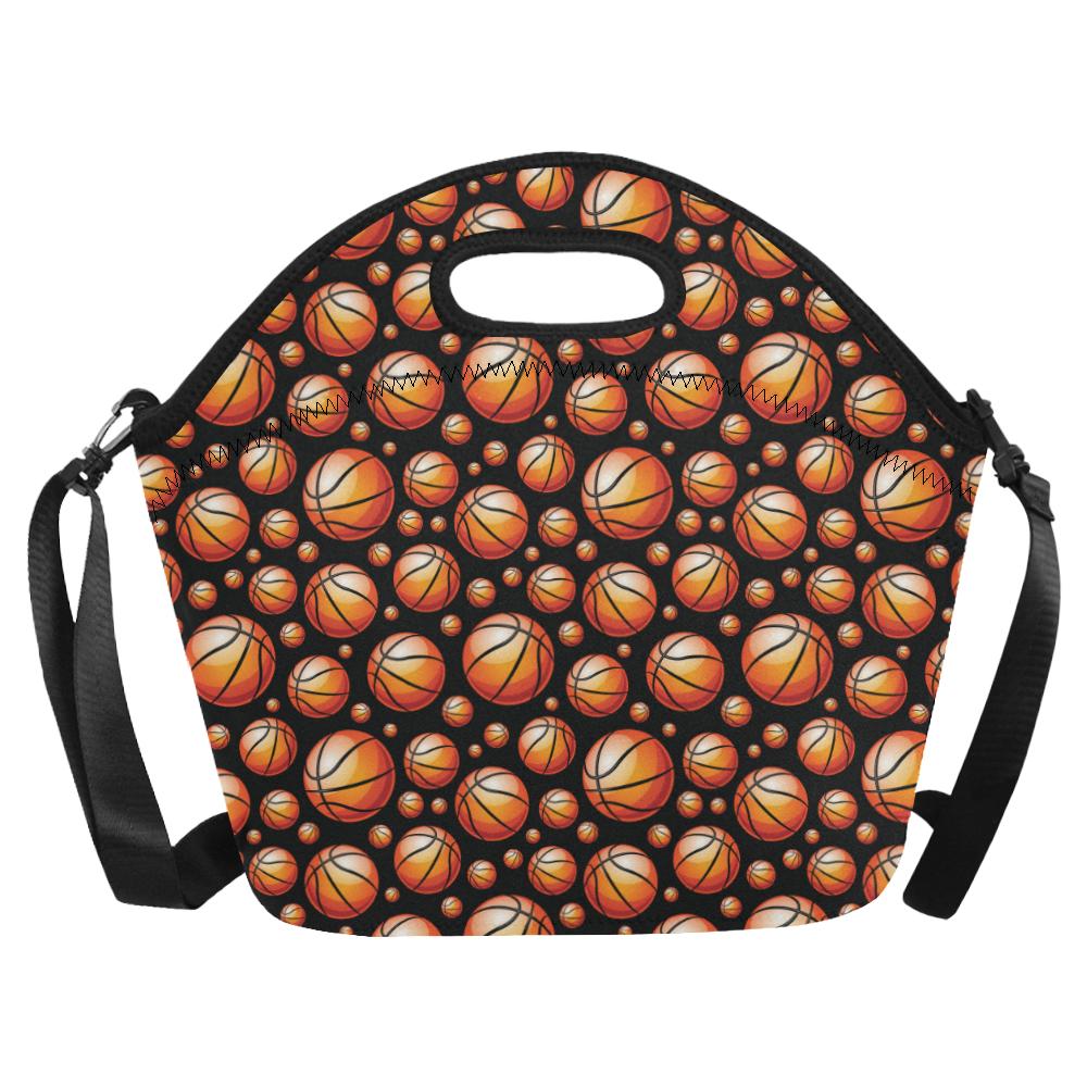Basketball Black Background Pattern Neoprene Lunch Bag (Model 1669)(Large)-JTAMIGO.COM