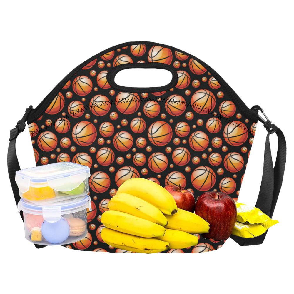 Basketball Black Background Pattern Neoprene Lunch Bag (Model 1669)(Large)-JTAMIGO.COM