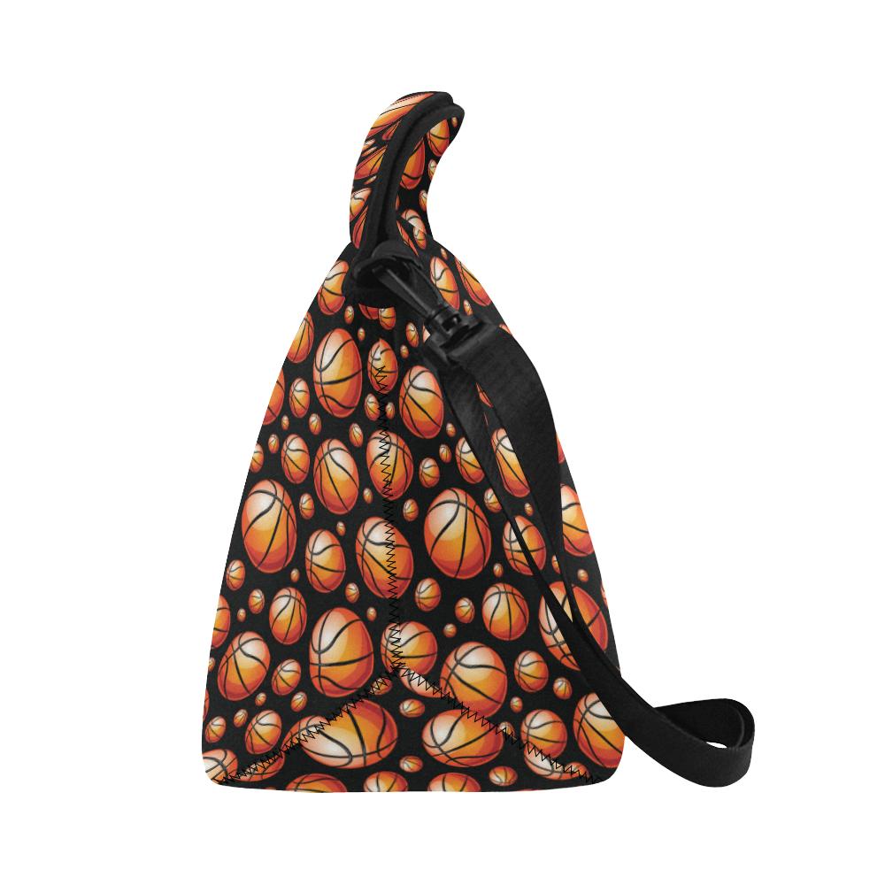 Basketball Black Background Pattern Neoprene Lunch Bag (Model 1669)(Large)-JTAMIGO.COM