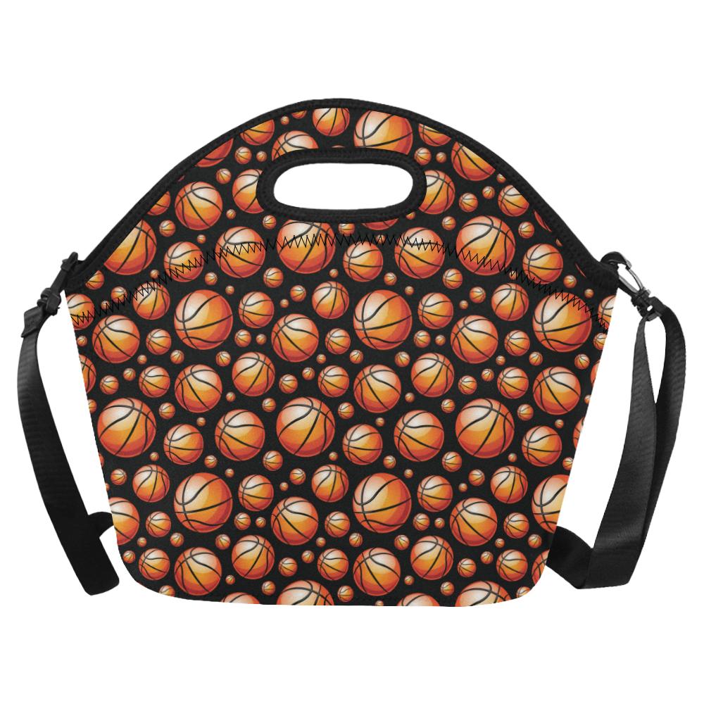 Basketball Black Background Pattern Neoprene Lunch Bag (Model 1669)(Large)-JTAMIGO.COM