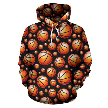 Basketball Black Background Pattern Pullover Hoodie