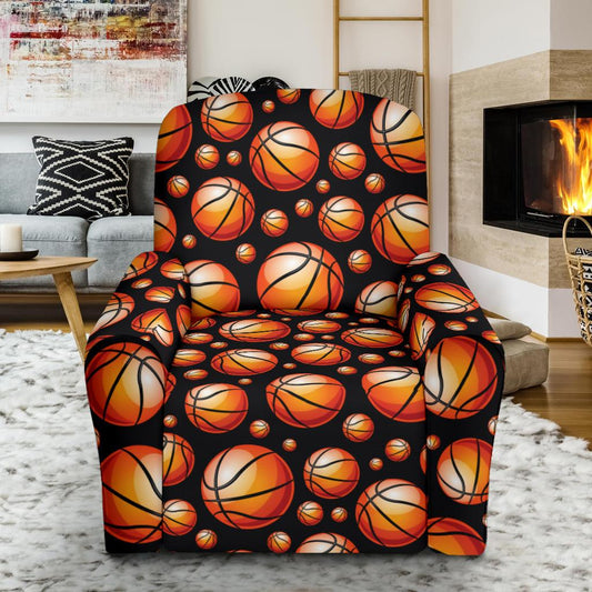 Basketball Black Background Pattern Single Sofa Slipcover -JTAMIGO.COM