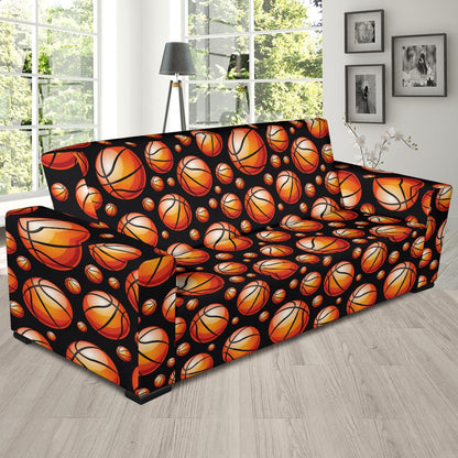 Basketball Black Background Pattern Sofa Slipcover-JTAMIGO.COM