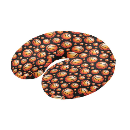 Basketball Black Background Pattern U-Shaped Travel Neck Pillow-JTAMIGO.COM