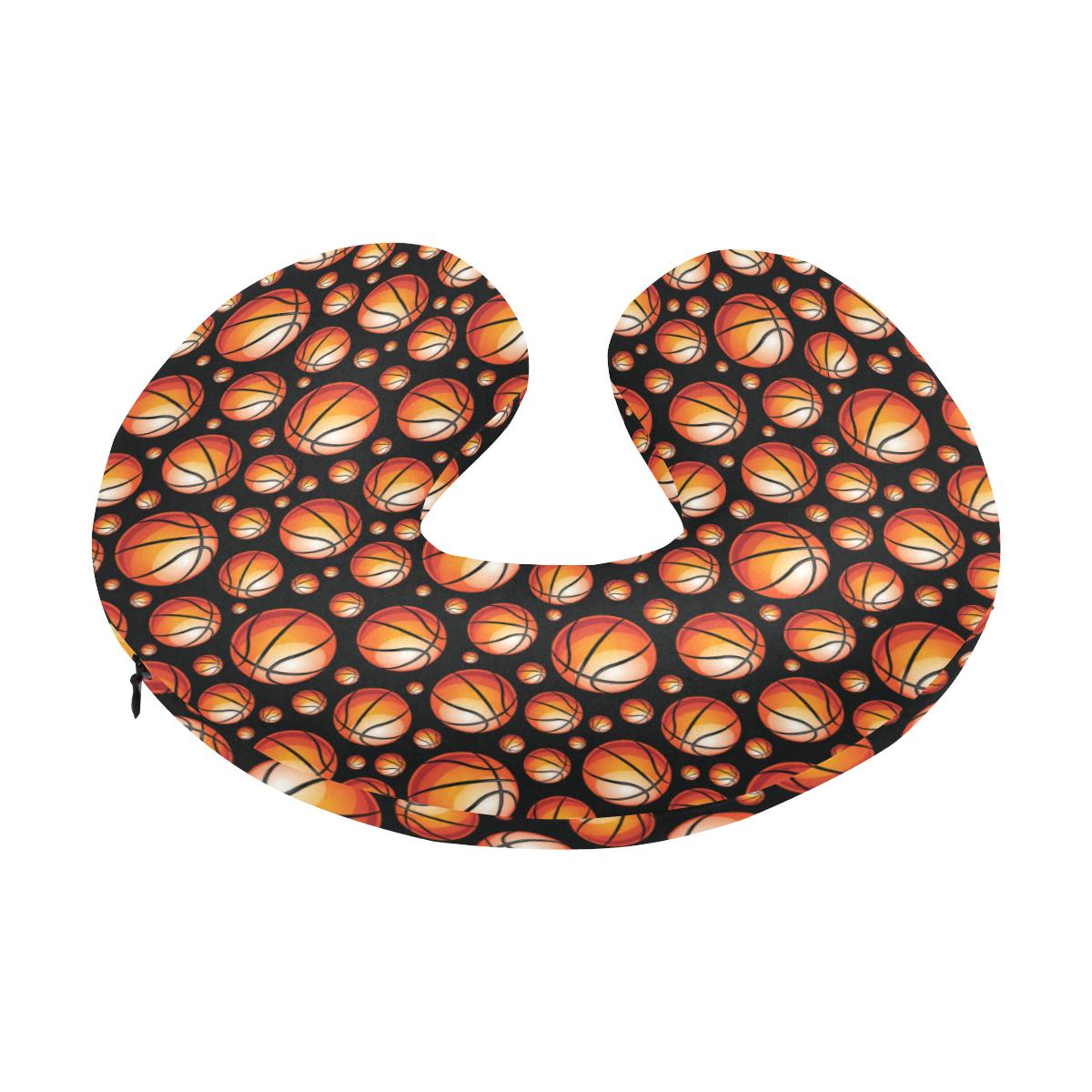 Basketball Black Background Pattern U-Shaped Travel Neck Pillow-JTAMIGO.COM