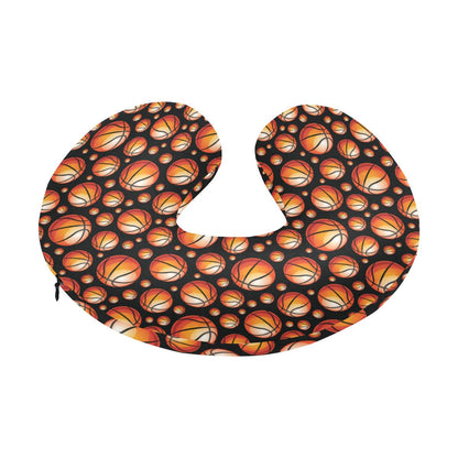 Basketball Black Background Pattern U-Shaped Travel Neck Pillow-JTAMIGO.COM