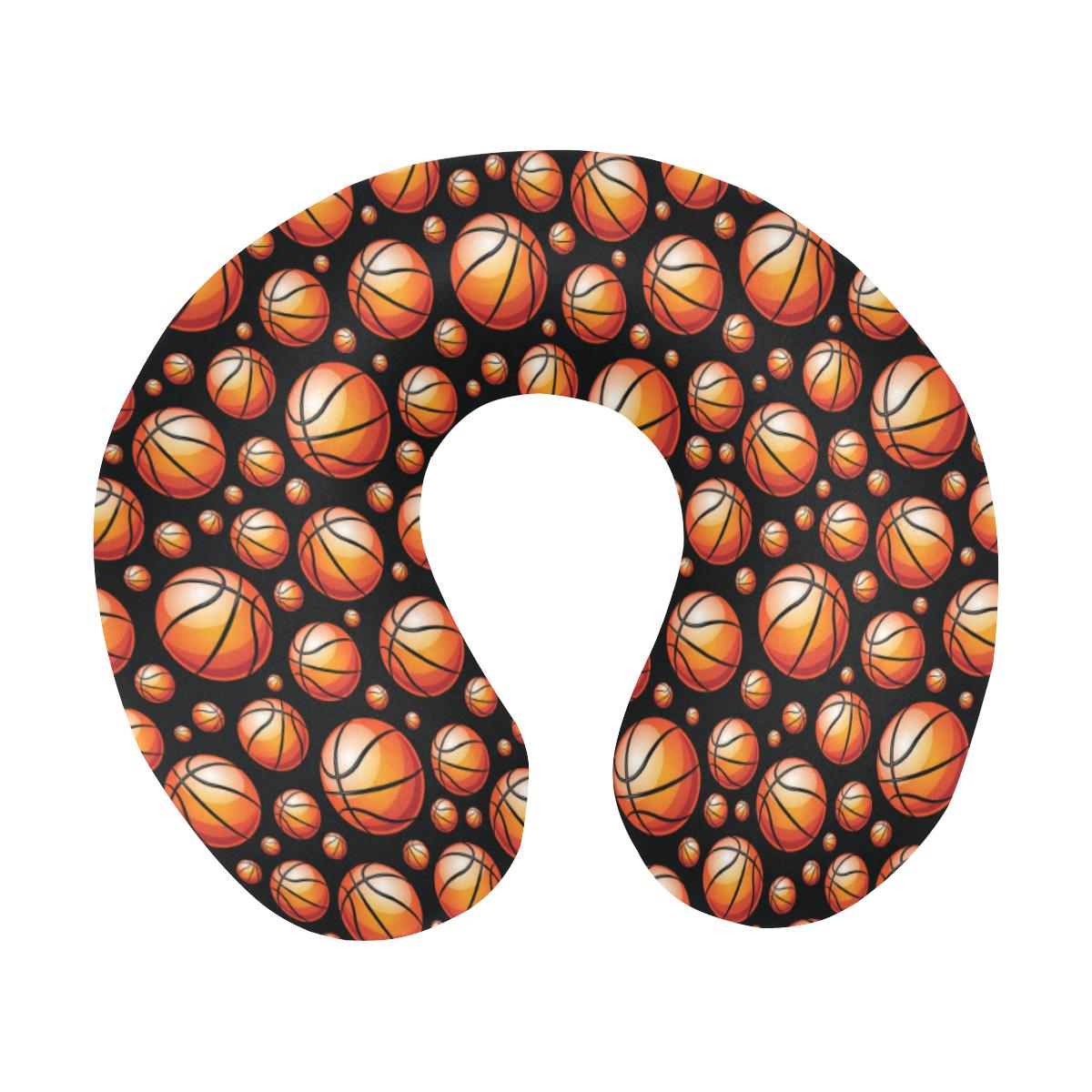 Basketball Black Background Pattern U-Shaped Travel Neck Pillow-JTAMIGO.COM