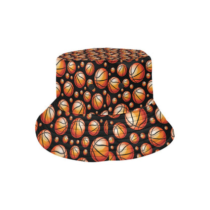 Basketball Black Background Pattern Unisex Bucket Hat