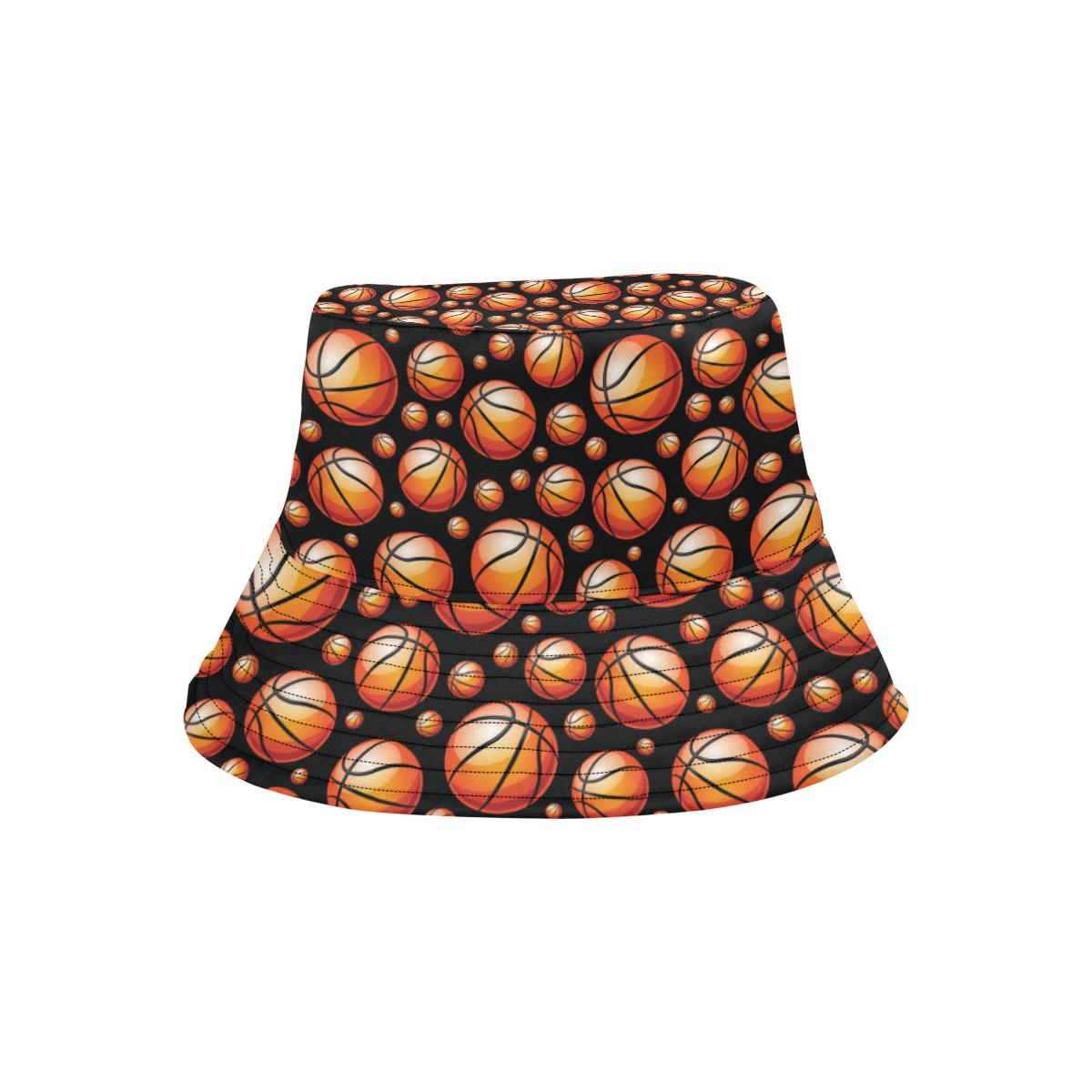 Basketball Black Background Pattern Unisex Bucket Hat