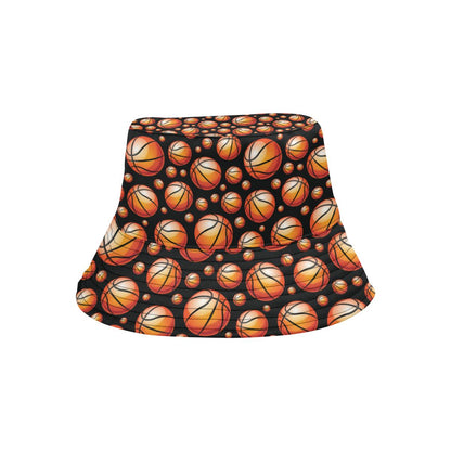 Basketball Black Background Pattern Unisex Bucket Hat