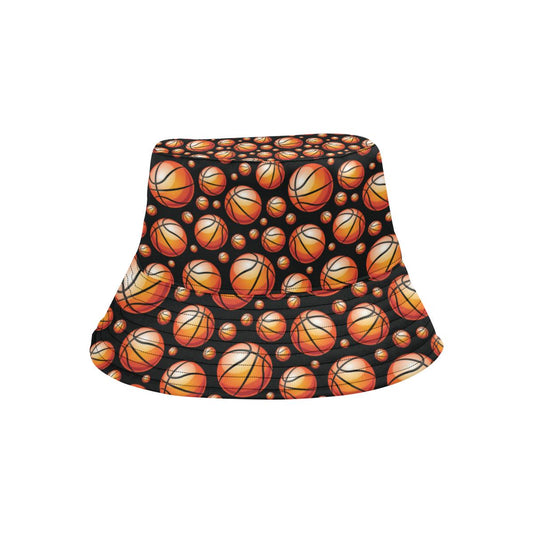 Basketball Black Background Pattern Unisex Bucket Hat