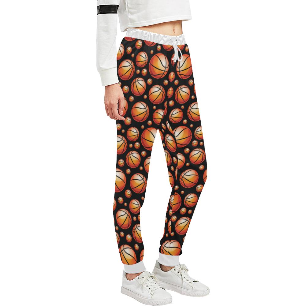 Basketball Black Background Pattern Unisex Casual Sweatpants (Model L11)-JTAMIGO.COM