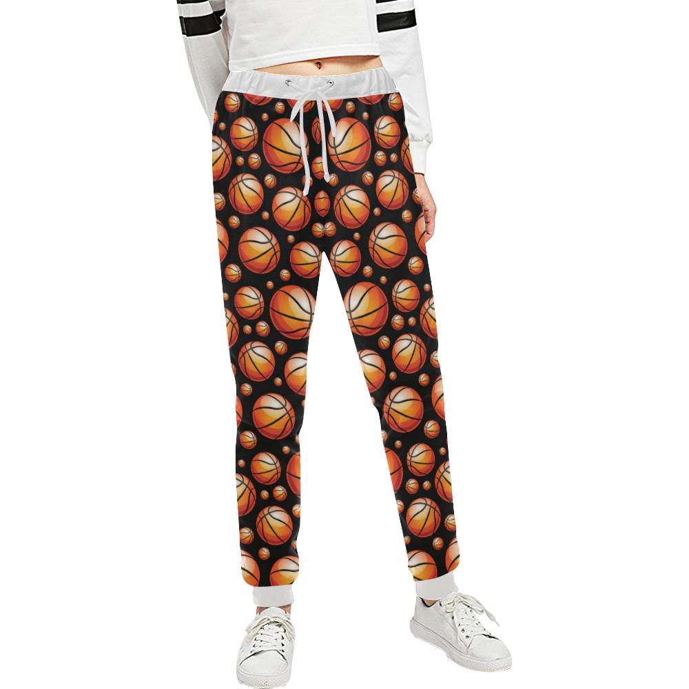 Basketball Black Background Pattern Unisex Casual Sweatpants (Model L11)-JTAMIGO.COM