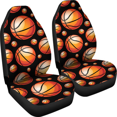 Basketball Black Background Pattern Universal Fit Car Seat Covers