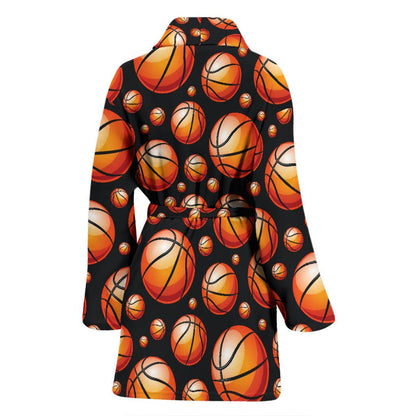 Basketball Black Background Pattern Women Bath Robe-JTAMIGO.COM