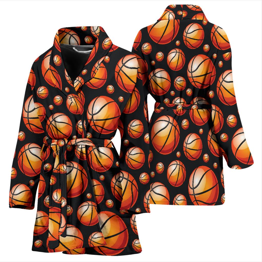 Basketball Black Background Pattern Women Bath Robe-JTAMIGO.COM