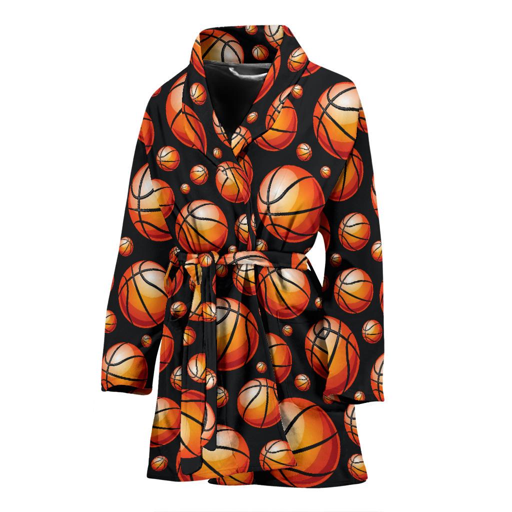 Basketball Black Background Pattern Women Bath Robe-JTAMIGO.COM
