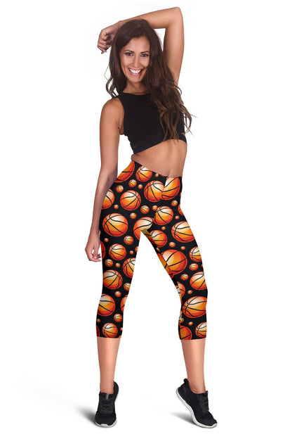 Basketball Black Background Pattern Women Capris