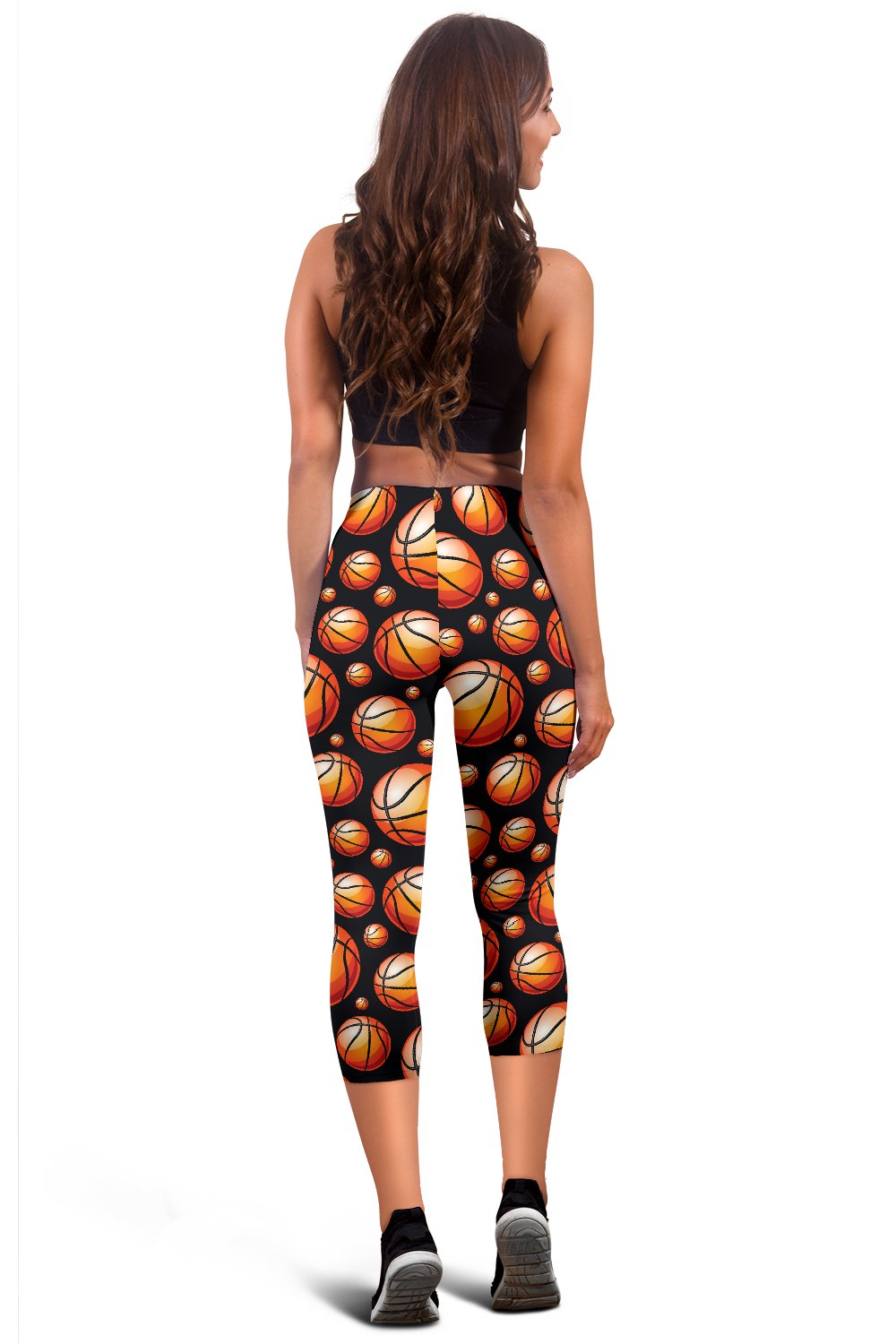 Basketball Black Background Pattern Women Capris