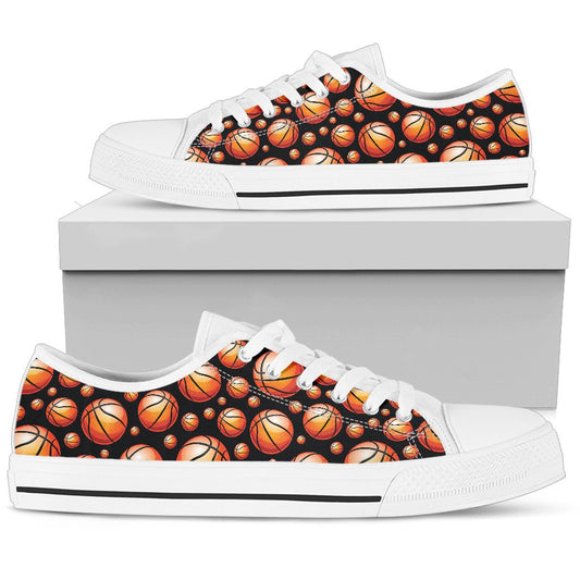 Basketball Black Background Pattern Women Low Top Shoes