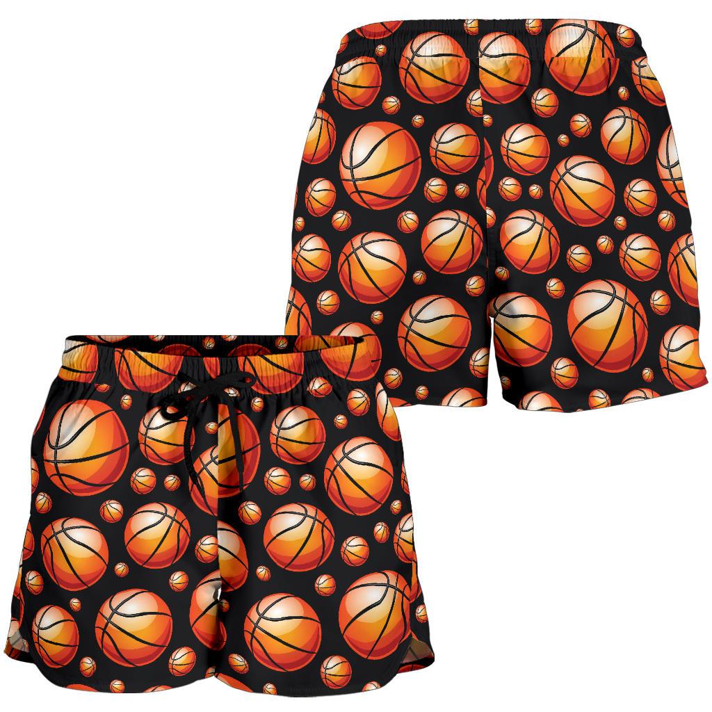 Basketball Black Background Pattern Women Shorts-JTAMIGO.COM