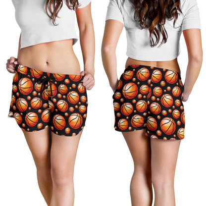 Basketball Black Background Pattern Women Shorts-JTAMIGO.COM