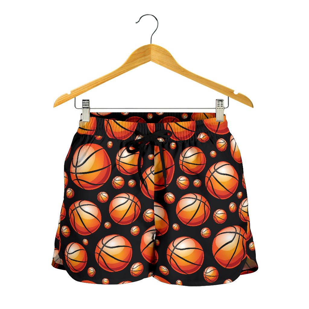 Basketball Black Background Pattern Women Shorts-JTAMIGO.COM