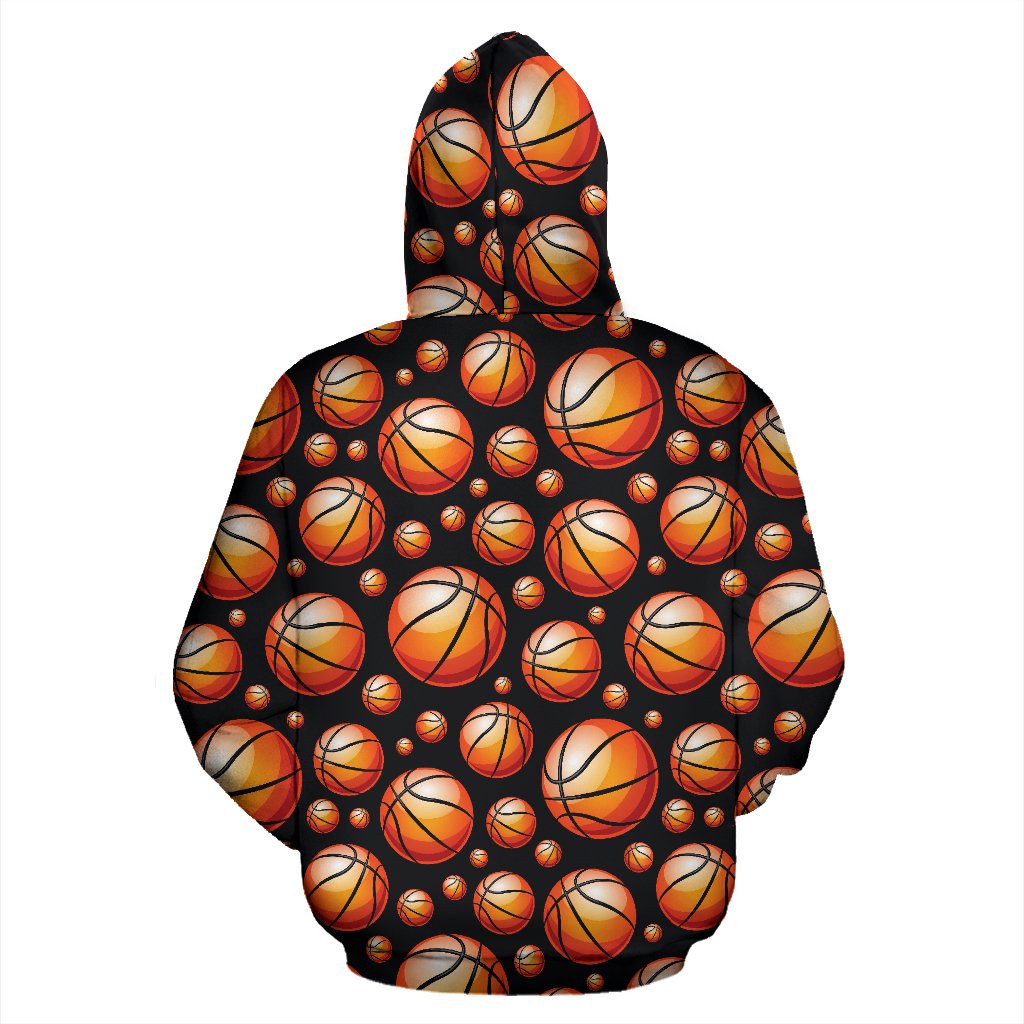Basketball Black Background Pattern Zip Up Hoodie