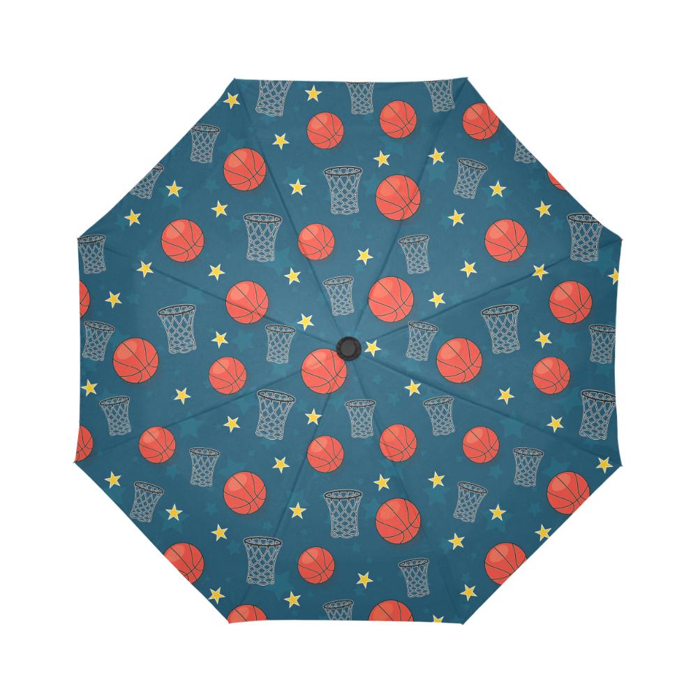 Basketball Classic Print Pattern Automatic Foldable Umbrella