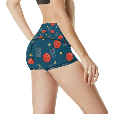 Basketball Classic Print Pattern High Waisted Spandex Shorts-JTAMIGO.COM