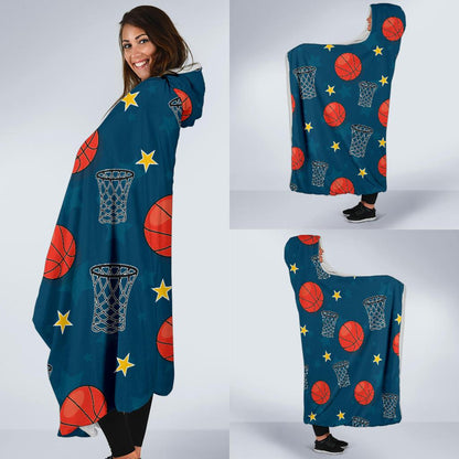 Basketball Classic Print Pattern Hooded Blanket-JTAMIGO.COM