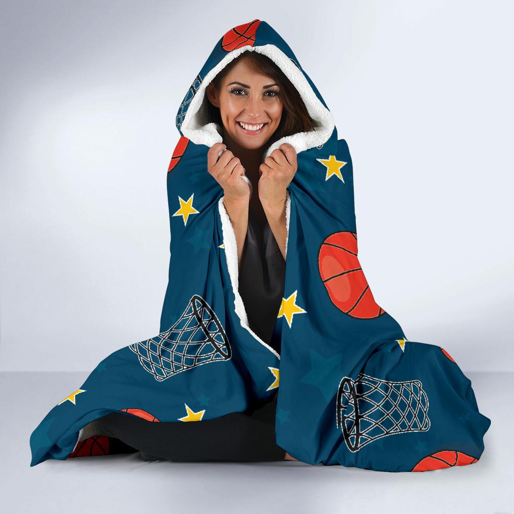 Basketball Classic Print Pattern Hooded Blanket-JTAMIGO.COM