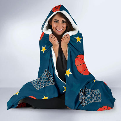 Basketball Classic Print Pattern Hooded Blanket-JTAMIGO.COM