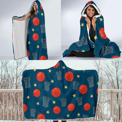 Basketball Classic Print Pattern Hooded Blanket-JTAMIGO.COM