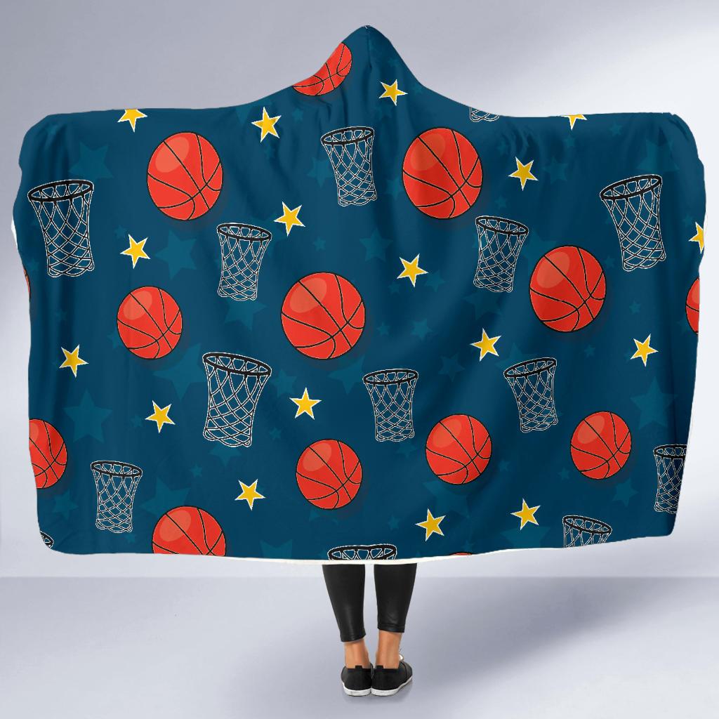 Basketball Classic Print Pattern Hooded Blanket-JTAMIGO.COM