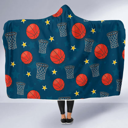 Basketball Classic Print Pattern Hooded Blanket-JTAMIGO.COM