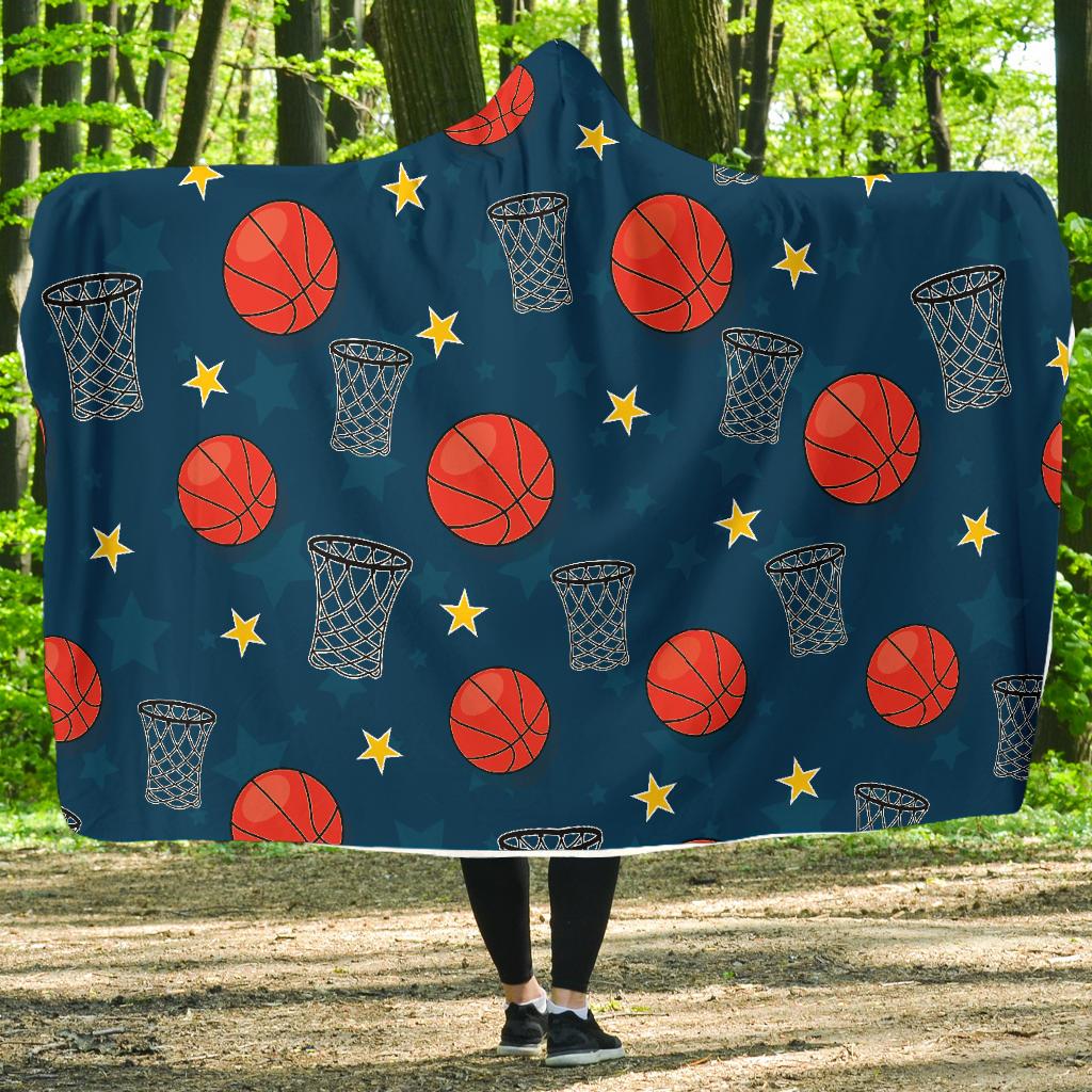 Basketball Classic Print Pattern Hooded Blanket-JTAMIGO.COM