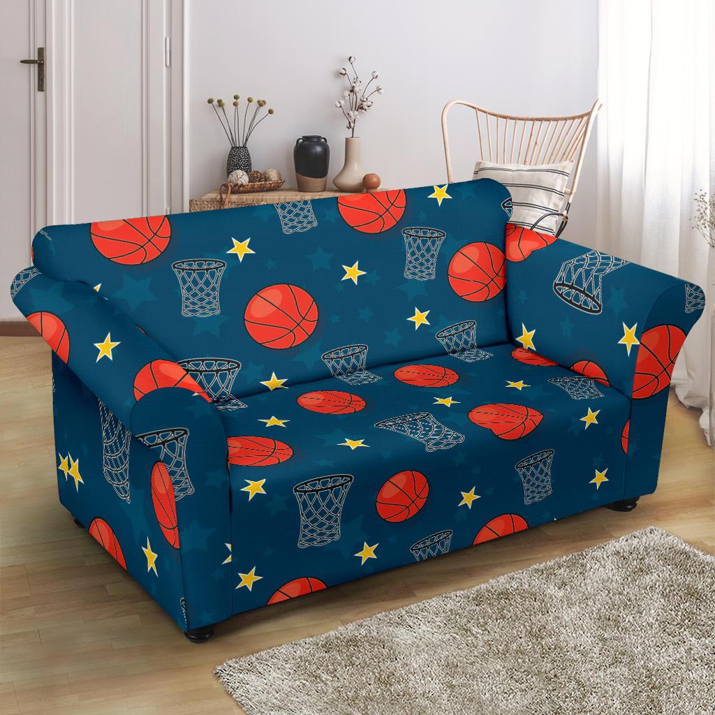 Basketball Classic Print Pattern Loveseat Slipcover-JTAMIGO.COM