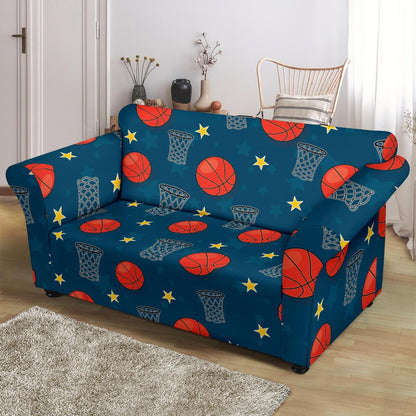 Basketball Classic Print Pattern Loveseat Slipcover-JTAMIGO.COM