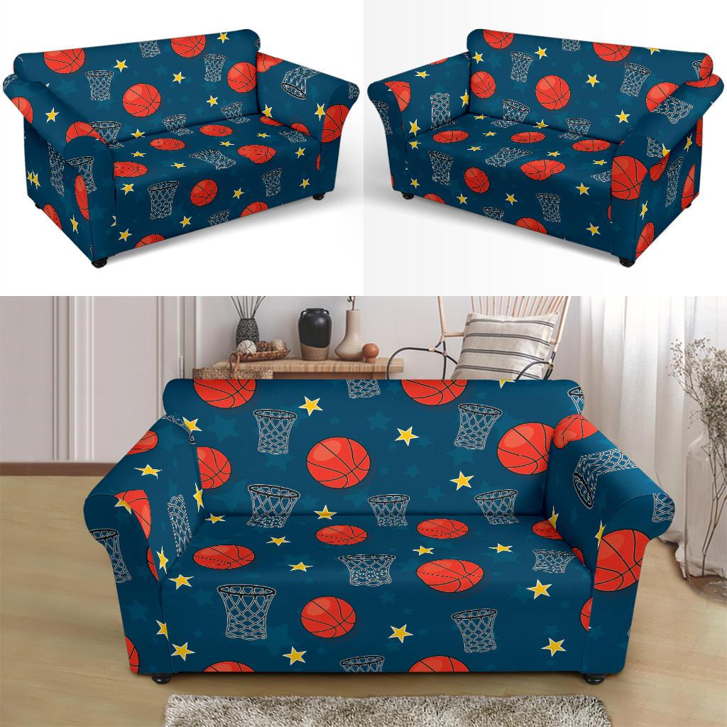 Basketball Classic Print Pattern Loveseat Slipcover-JTAMIGO.COM