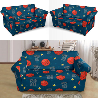 Basketball Classic Print Pattern Loveseat Slipcover-JTAMIGO.COM