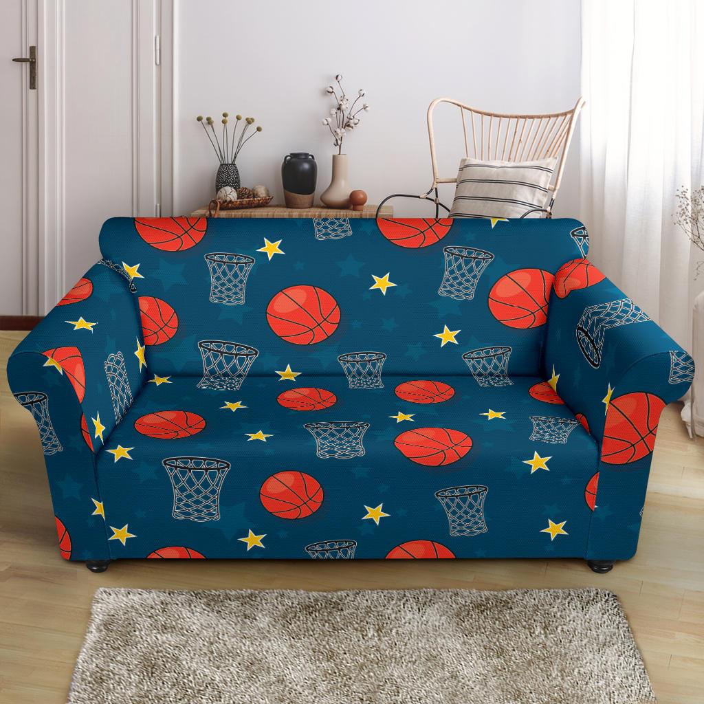 Basketball Classic Print Pattern Loveseat Slipcover-JTAMIGO.COM